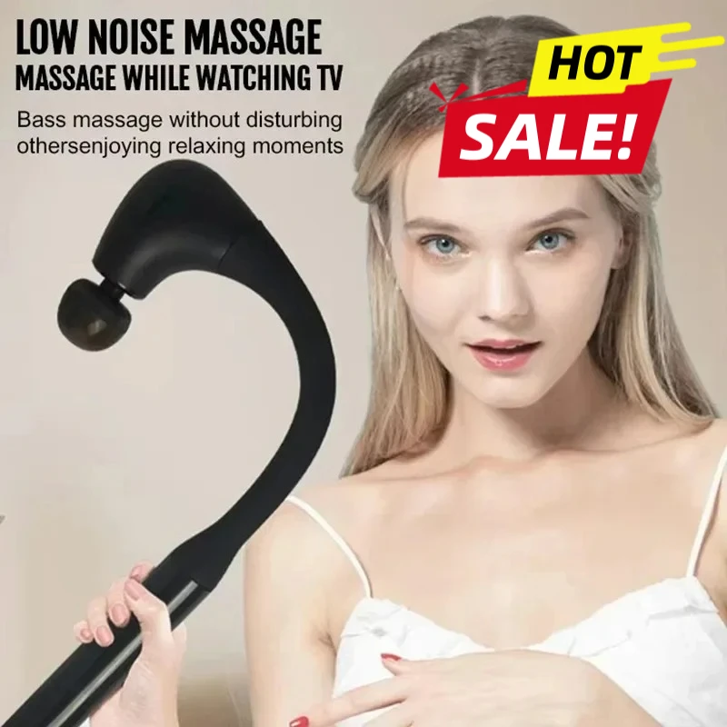 UShape Back Massager Gun with Long Extended Handle Portable Deep Tissue Fascia Gun for Full Body Muscle Recovery in Back Leg Arm