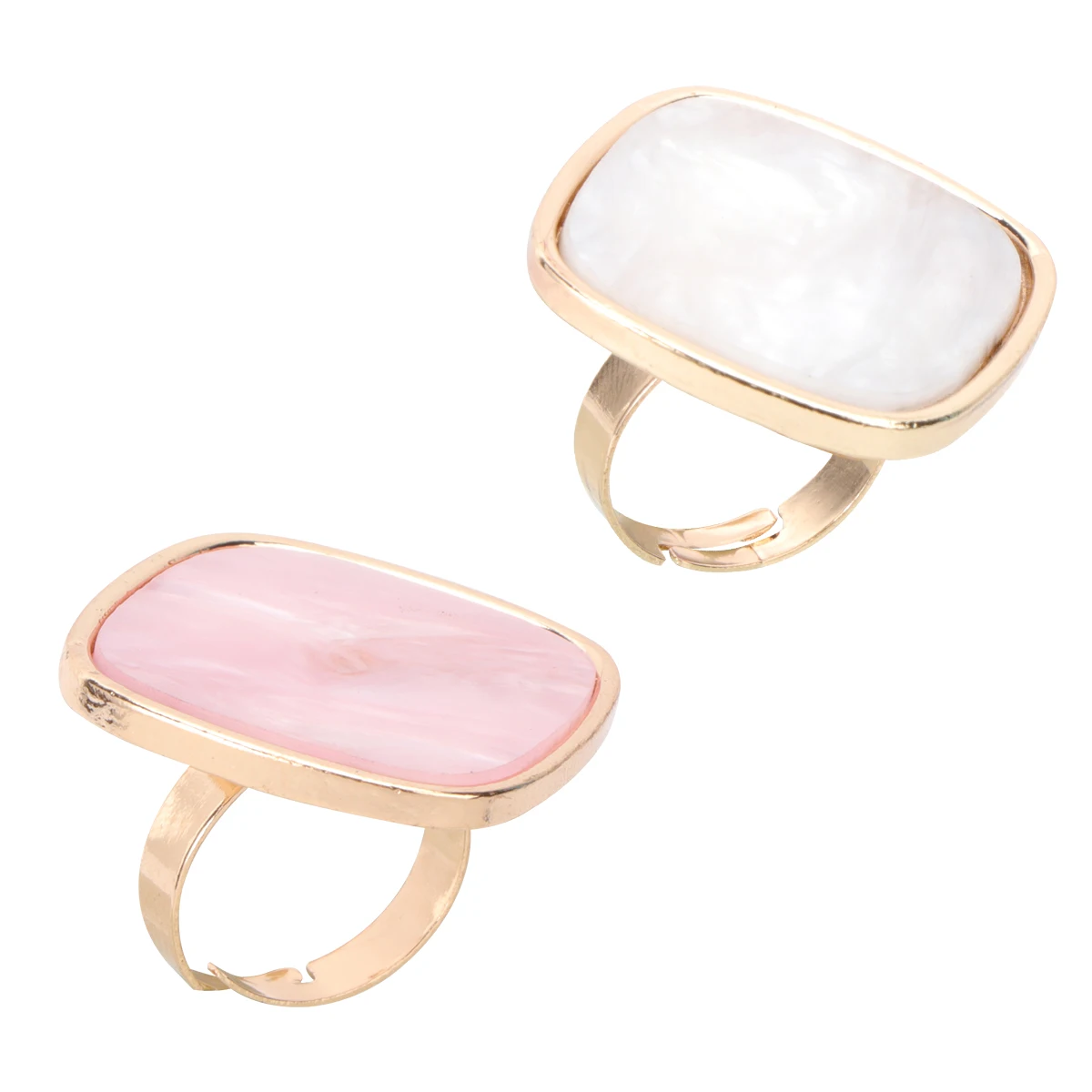 

2pcs Resin Marble Nail Art Ring Shell Finger Ring Plate Color Mixing Portable Manicure Tool Mini Kit Set For