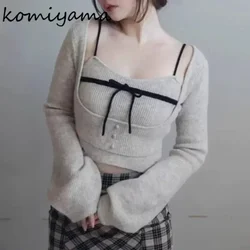 Sexy U-Neck Ropa Mujer Knit 2024 Woman Sweater Japan Bow Outerwears Pure Desire Stylepullovers Autumn Clothes Casual Women