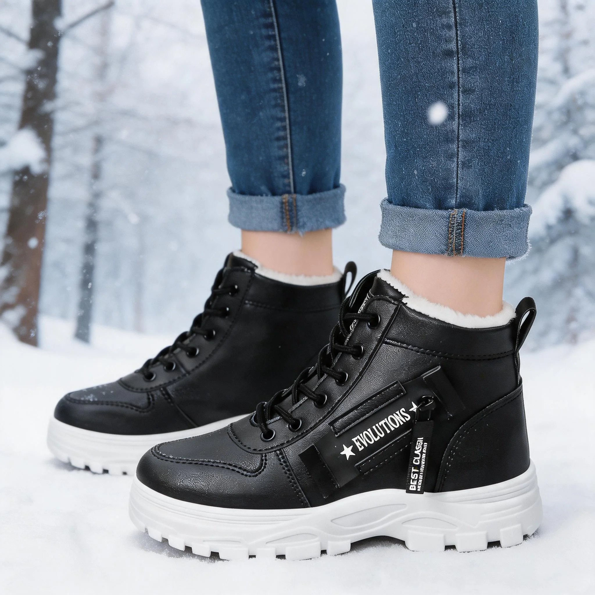 Women's Winter Shoes: Fashionable, Warm, Fleece-Lined, Thick-Padded, Waterproof, and Lace-Up
