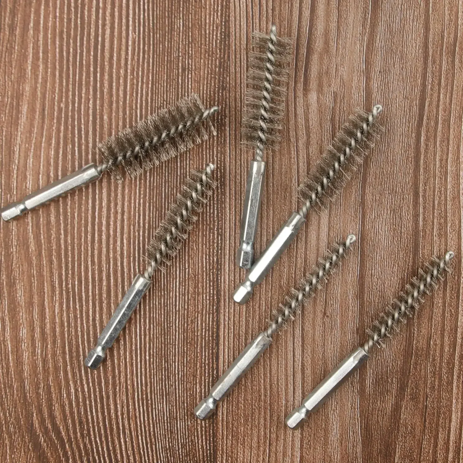 6-12 قطعة الفولاذ المقاوم للصدأ سداسية بار فرشاة سلك إزالة الأزيز البولندية الصدأ إزالة أداة الحفر سلك أنبوب آلات تنظيف فرشاة #4