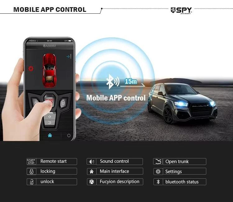 Multifunctional 12V Car Burglar Alarm Kit With Two-Way Central Locking System and Immobilizer 1500 meters Remote Control Central