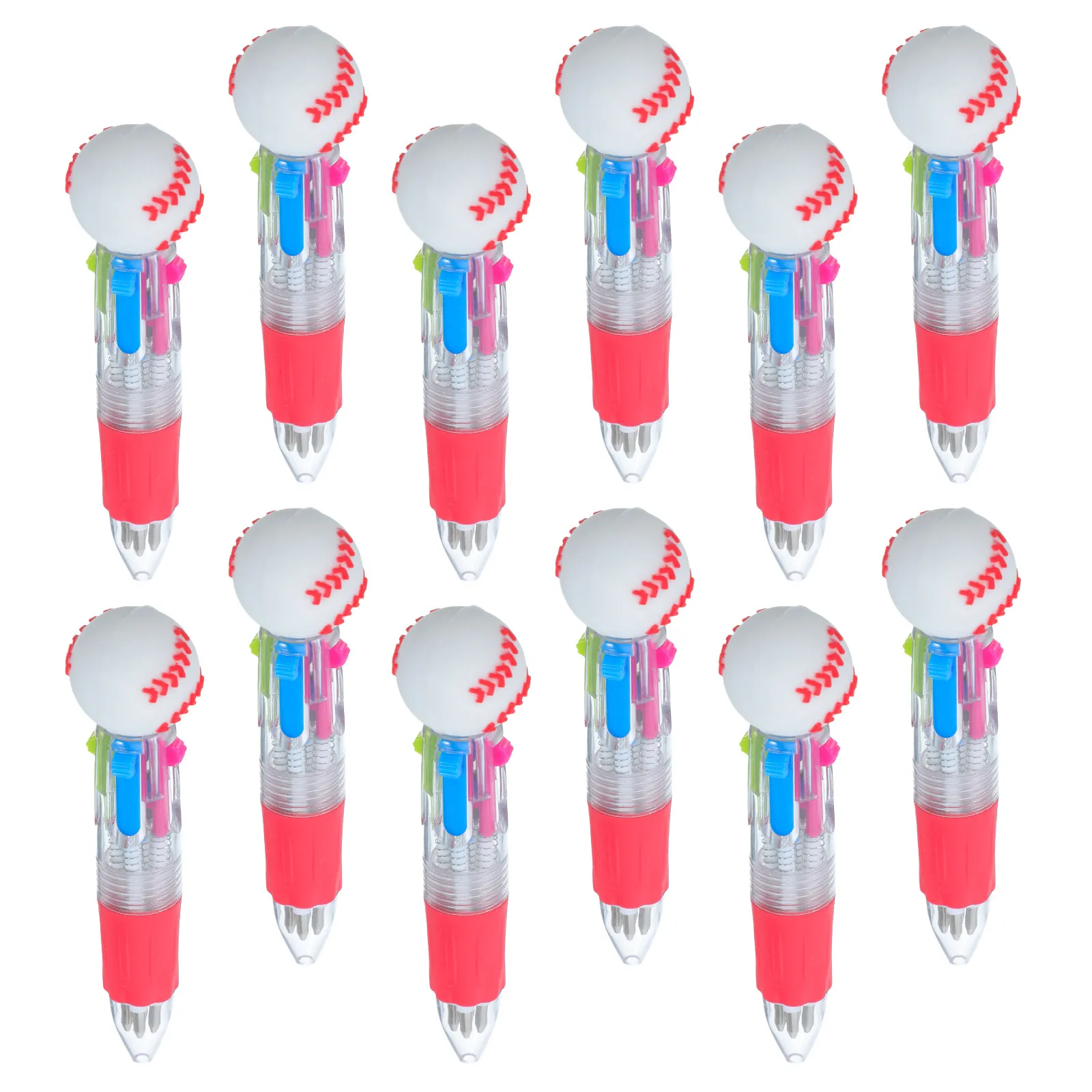 12Pcs Mini Ballpoint Pen For Home Office Pen Christmas Party Favors Baseball Inspired 5MM Tip Multicoloured Retractable