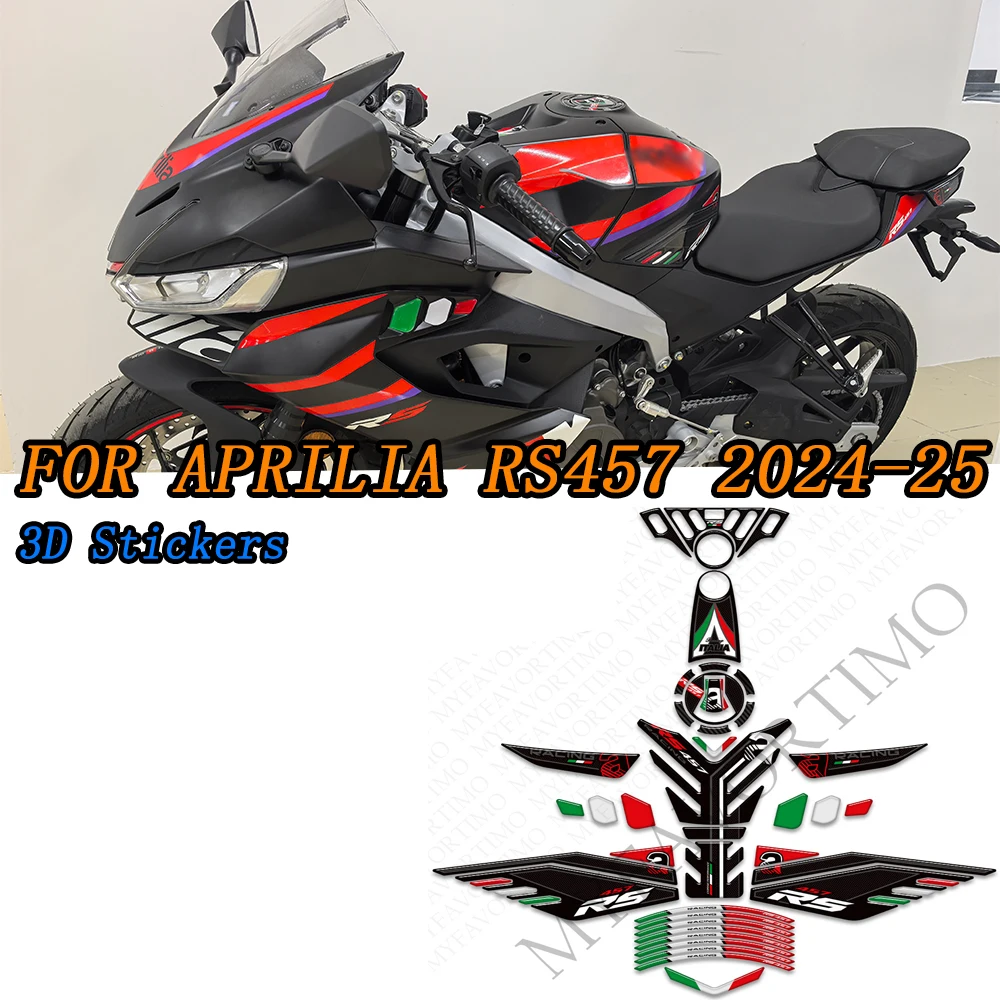 For Aprilia RS457 2024 2025 moto Protector Tank Pad Side Grips Gas Fuel Oil Kit Knee Fairing Fender Wheels Stickers Decals