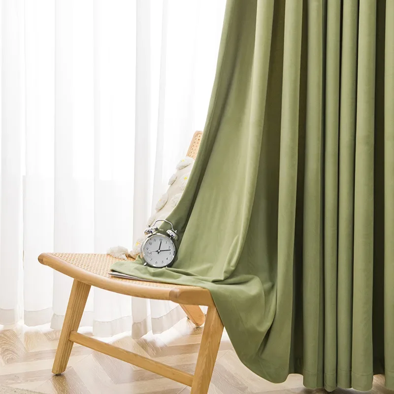 （84）VIP Custom Thickened Velvet Matte Curtains Blackout Simple Fabric Bedroom Living Room Curtains