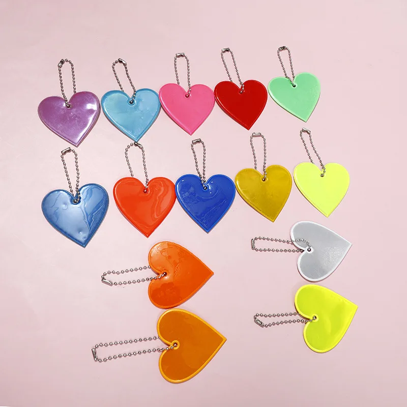 10PCS Reflective Keychain Pendant Ghost,Star,Heart Shape Safety Reflector Bag Pendant Keyrings Accessories For Child Adults