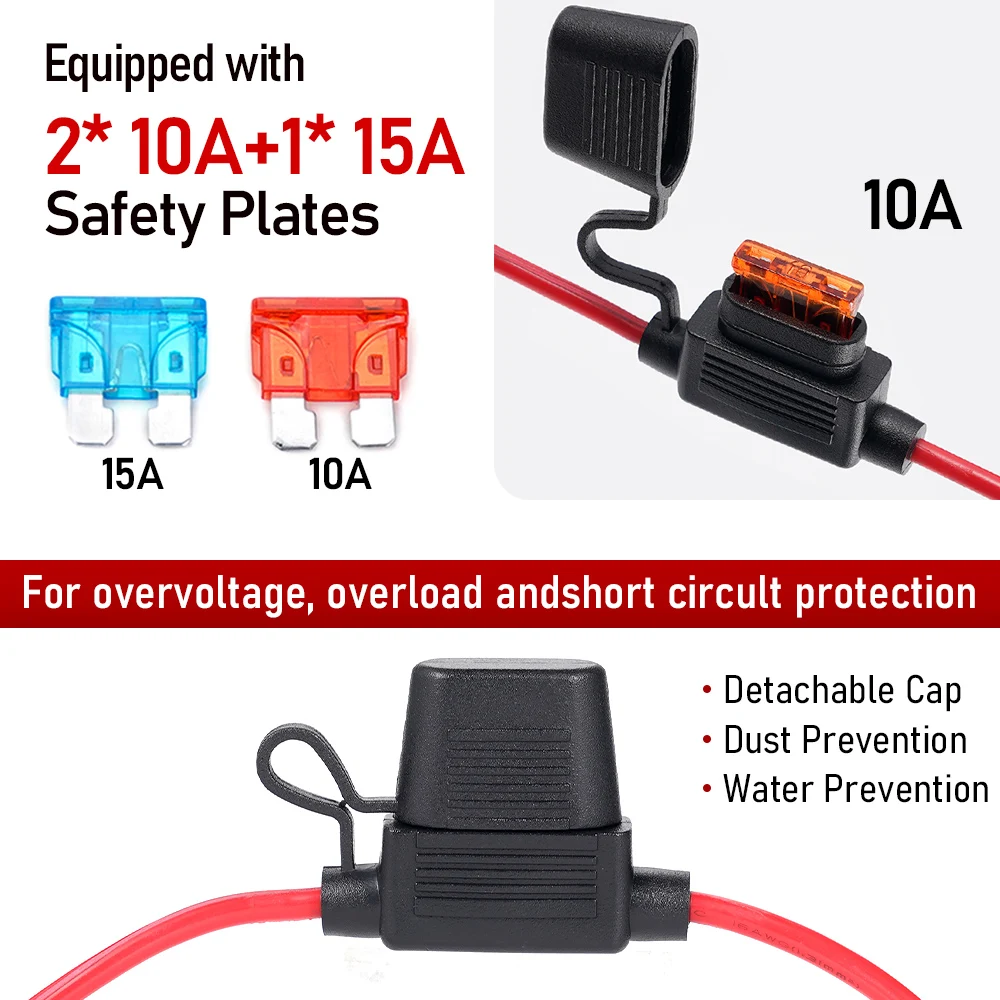 1/2x cabo sae de liberação rápida de cabeça dupla com terminal de fusível o conector adaptador de extensão de carregador de bateria fio terminal 16awg