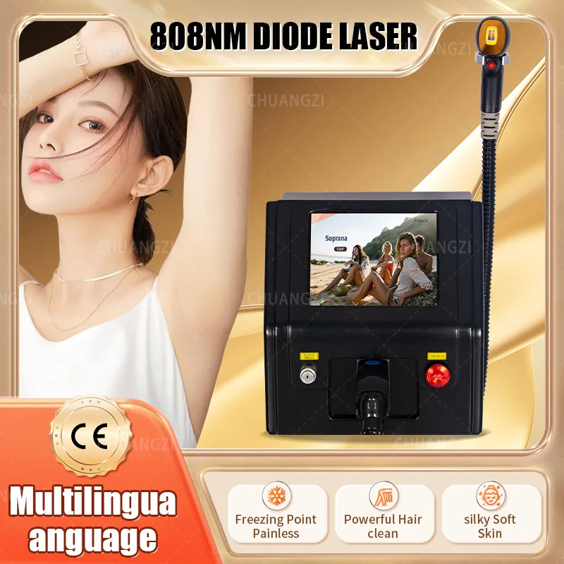 

Diode Laser Hair Removal and Skin Rejuvenation Machine, 3 Wavelength Ice Platinum 755 808 1064nm, New