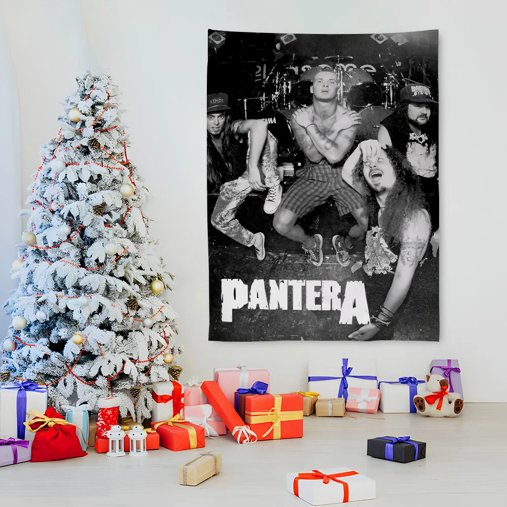 P-Panteras 헤비 록 밴드 플래그 침실 거실 바 정원 야외 마이크로 화이버 축제 장식 배경 아트 배너