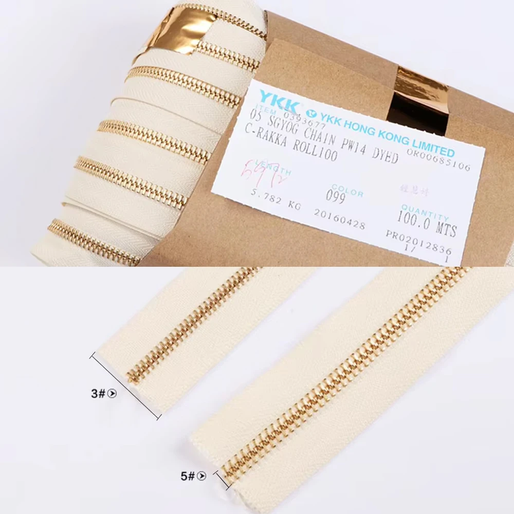 High Quality 2set*25cm YKK Zipper with Excella Zipper Puller Leathercraft #3/#5 Metal Zipper Copper Teeth DIY Bag Purse Hardware