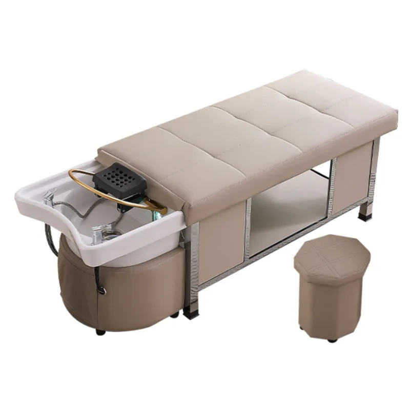 

Adjustable Salon Hair Treatment Shampoo Bed Fumigation Ear Collection Hair Temperature Water Circulation Stainless Steel Frame