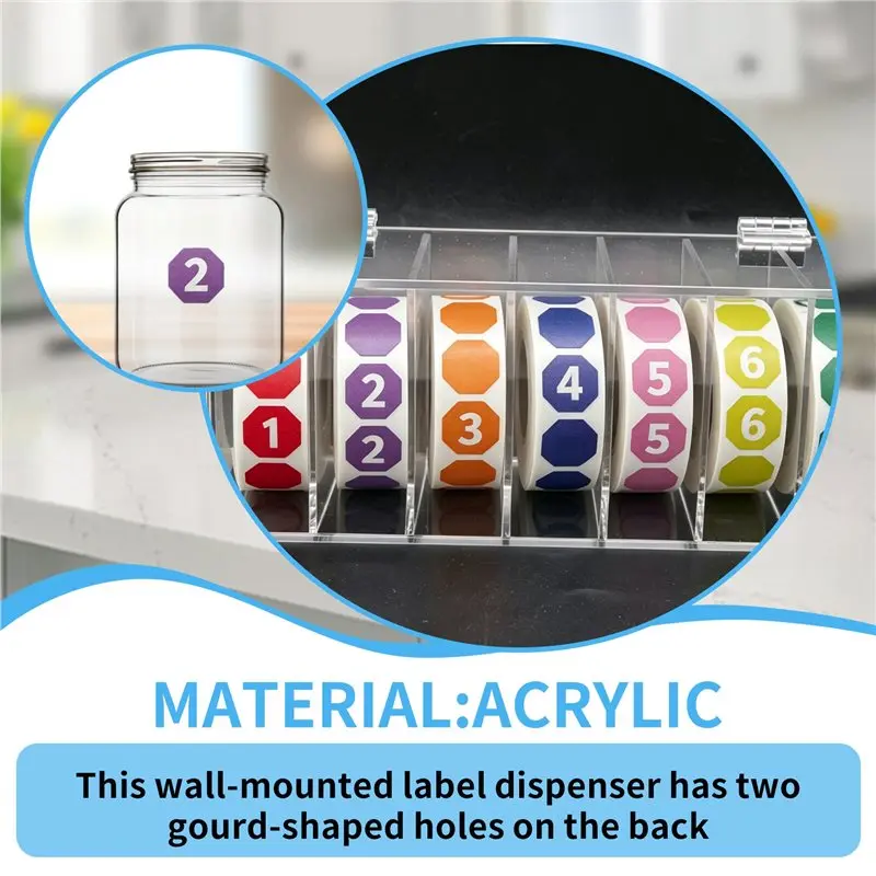 Exquisite-Acrylic Day Of The Week Covered Label Dispenser 7-Slot Dispenser Day Of The Wall Mount Sticker Roll Dispenser (No Labe