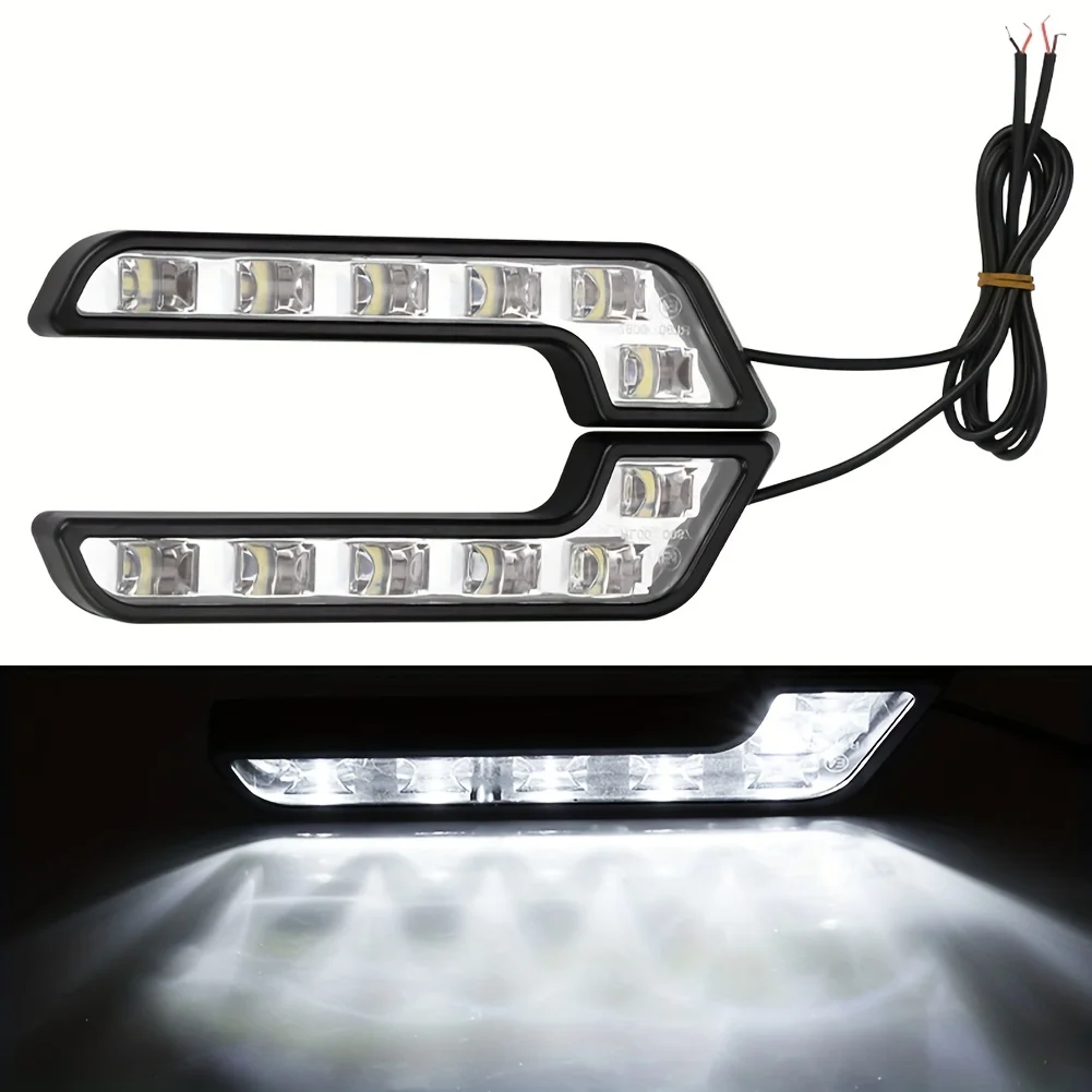 2PCS L Shaped Universal 6LED Car Driving Lamp Fog 12V DRL Daytime Running Light Kit Car Styling Super White