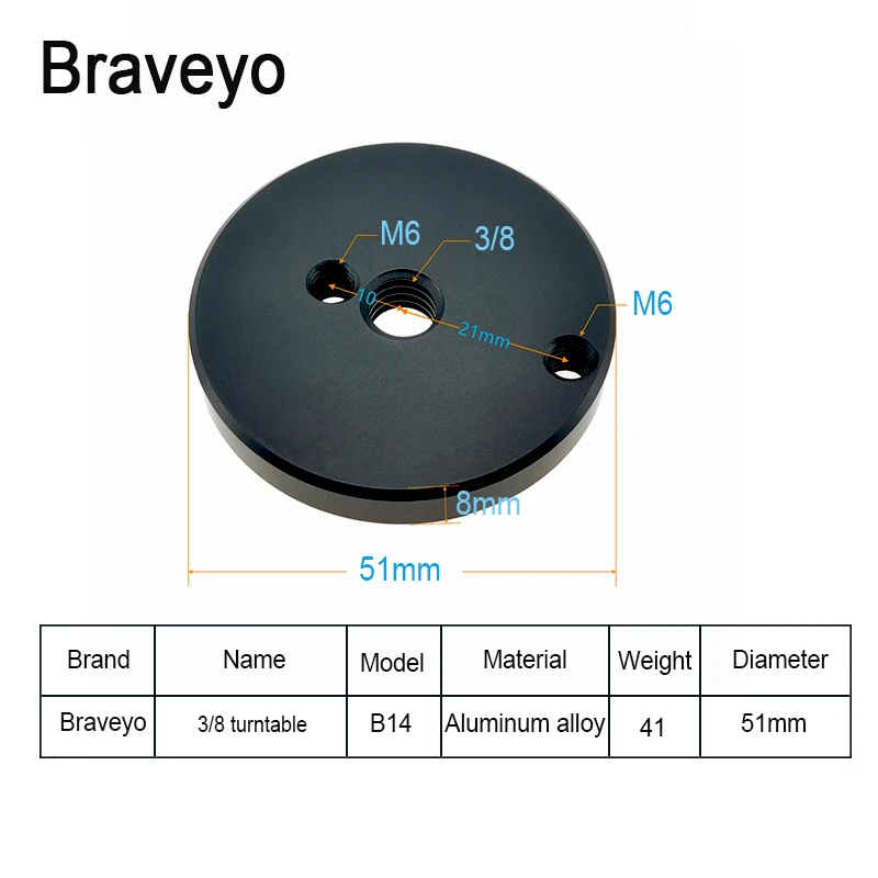 M6 3/8 Inch Screw Hole Ballhead Base Dslr Camera Stable Shooting Photography Accessories Tripod Mount Adapter Metal