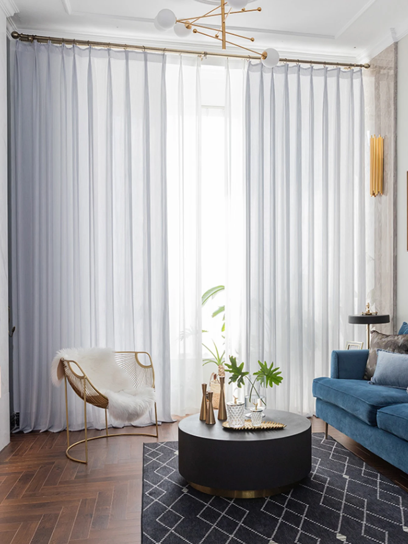 Fishbone Patterned White Curtains, Blackout Curtains, Balcony Window Screens, Modern And Simple
