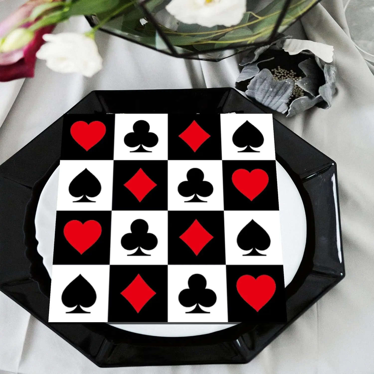 20/40/60/80 PCS Casino Theme Poker Napkins Las Vegas Disposable Napkins Club Games Casino Night Poker Theme Party Decor Supplies view 6