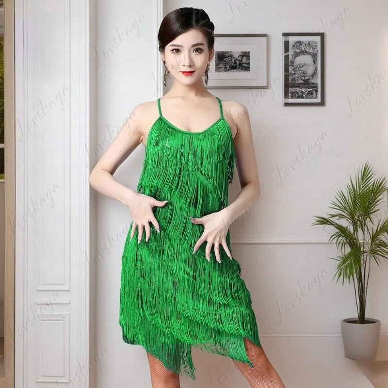 فستان رقص لاتيني نسائي، ثوب رسمي، زي أداء المسرح، تنورة واسعة، ملابس رقص