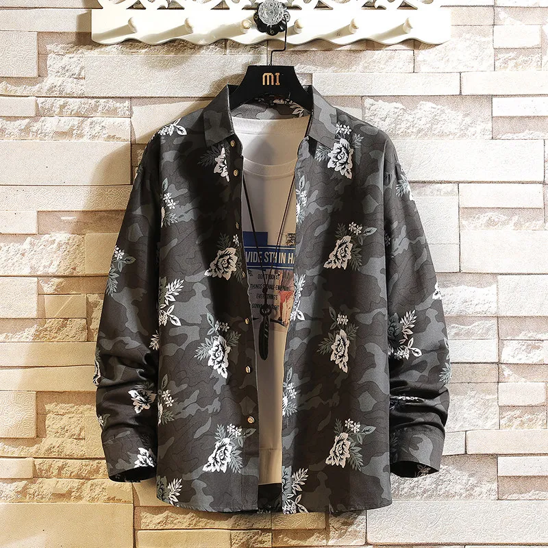 メンズ長袖シャツ,花柄,カジュアル,オフィス用,ニューコレクション,6XL,7XL