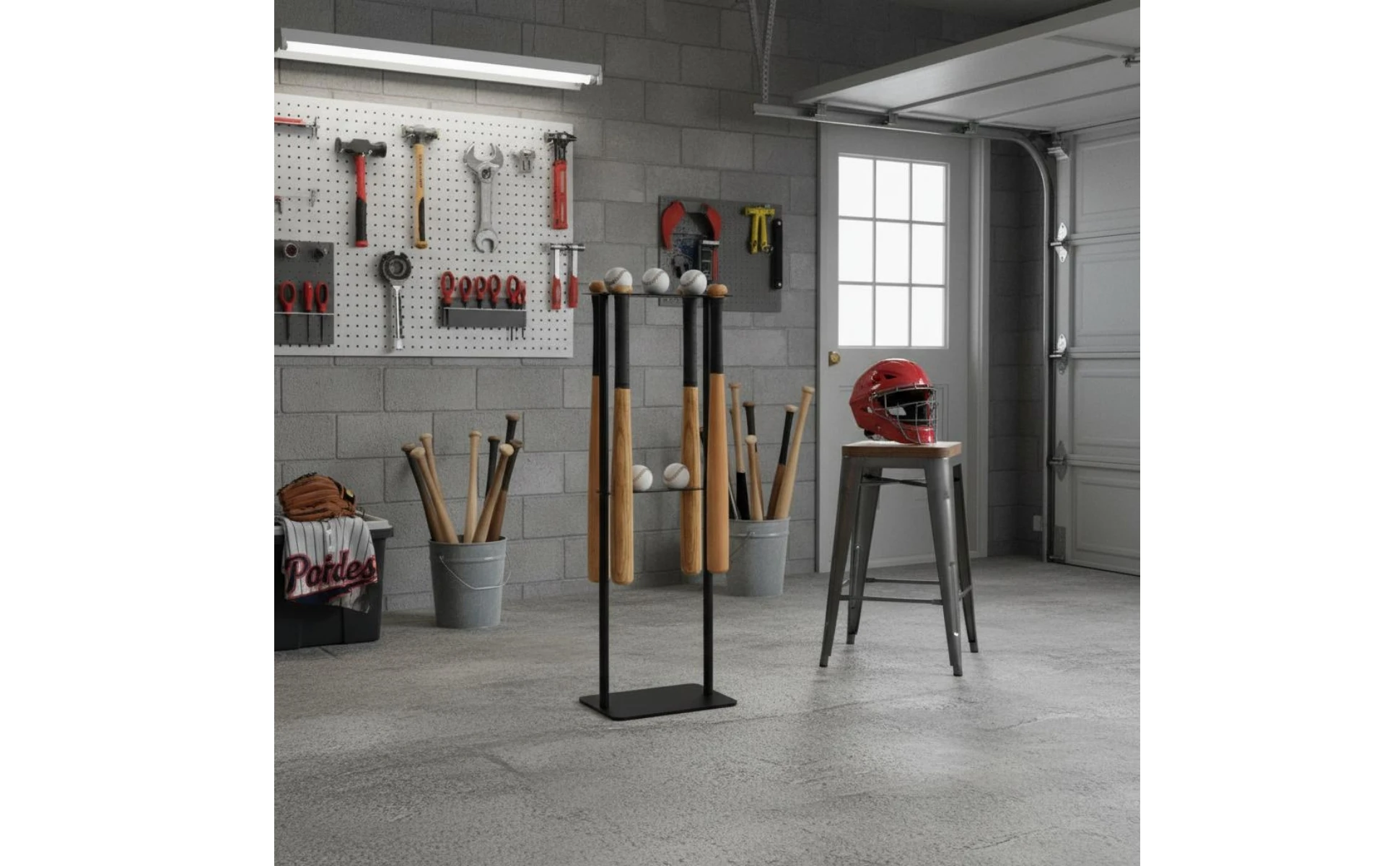 Metal Baseball Display Rack Mobile Baseball Club Storage Rack Floor Club Holder Free Standing Space Saving for Home Gym Metal Baseball Display Rack Mobile Baseball Club Storage Rack Floor Club Holder Free Standing Space Saving for Home Gym