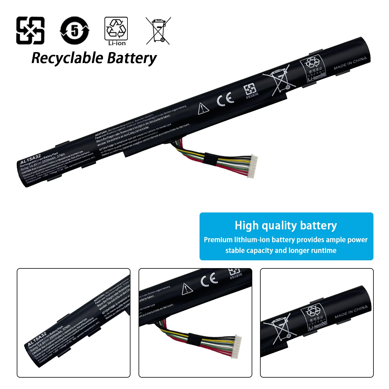 AL15A32 Laptop Battery For Acer Aspire E5-422G 472 E5-473 E5-473G E5-522 522G E5-532 E5-532T  V3-574G V3-574T V3-574TG F5-572G