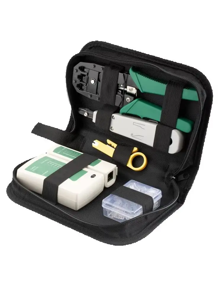 

Network Tool Kit Cat5 RJ45 Crimper 8P6P4P Ethernet Cable Tester Punch Down Tool Wire Stripper Modular Plugs Tool Bag