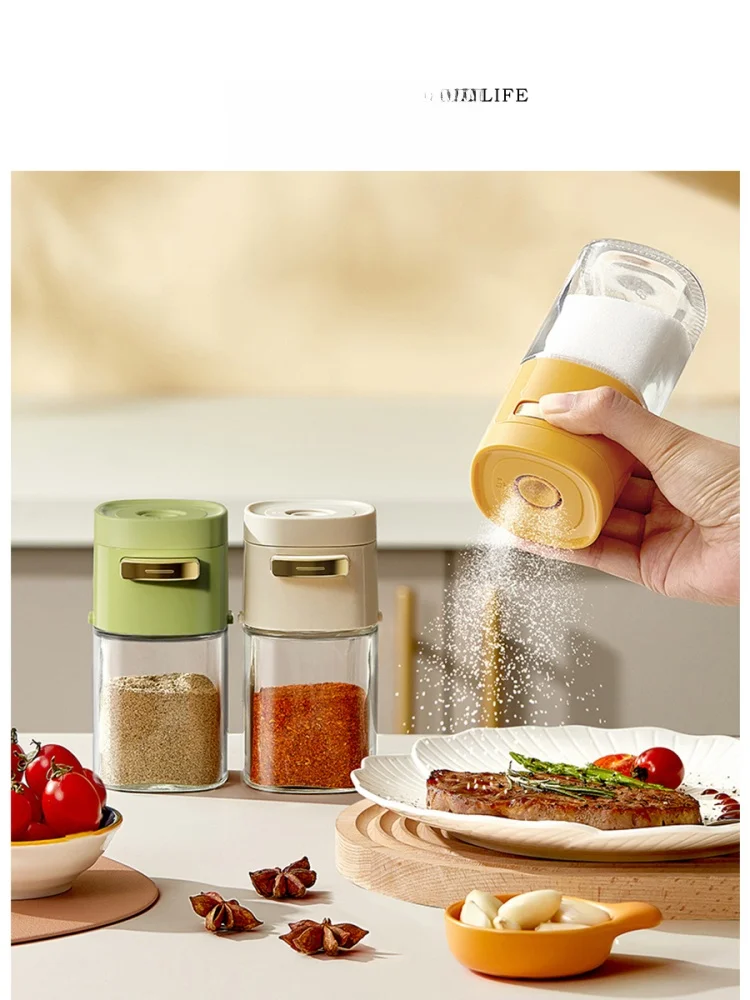 Tlife - Tarro de cristal cuantitativo para condimentos, a prueba de humedad, sellado, para control de sal, ligero, para sabor...