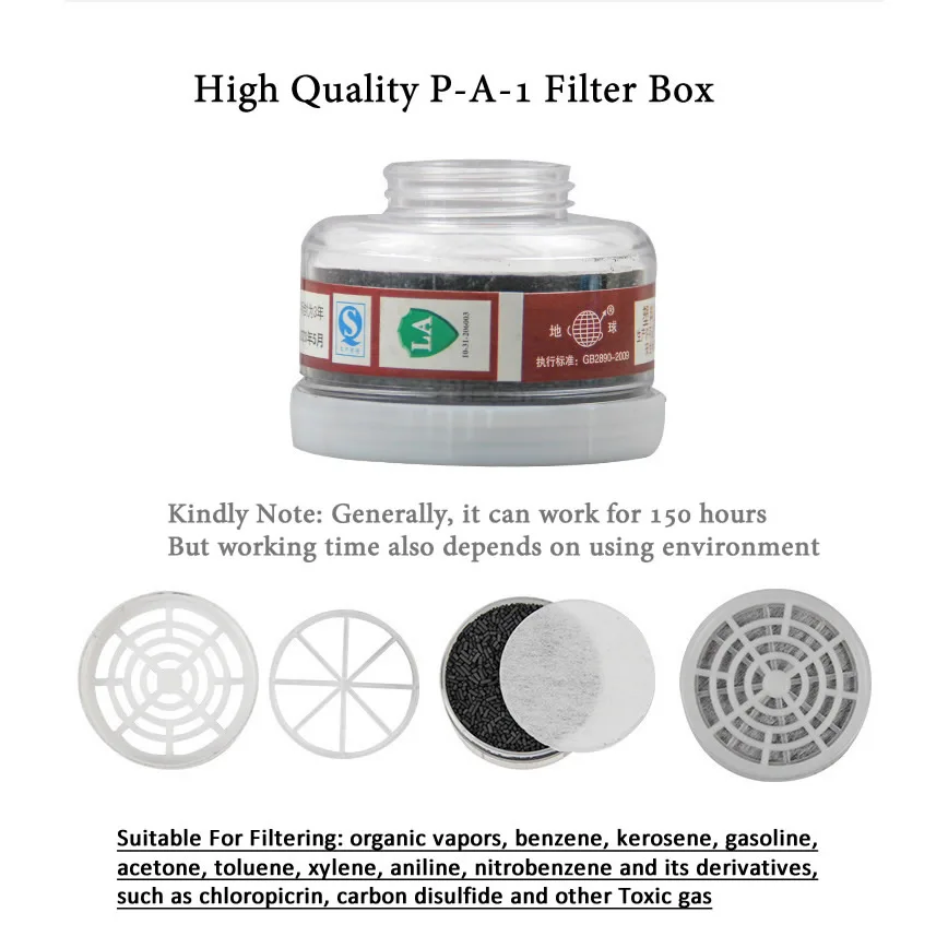 1pcs 40mm Gas Filter Replaceable Filtering Box Organic Vapors Acid For Chemical Respirator Mask Painting Spraying Accessories