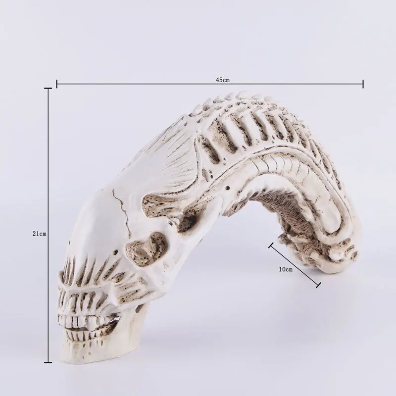 45cm Large Resin Ornament Alien Skull Statue Home Decor Skull Sculpture Halloween Decoration Skeleton Statue Crafts