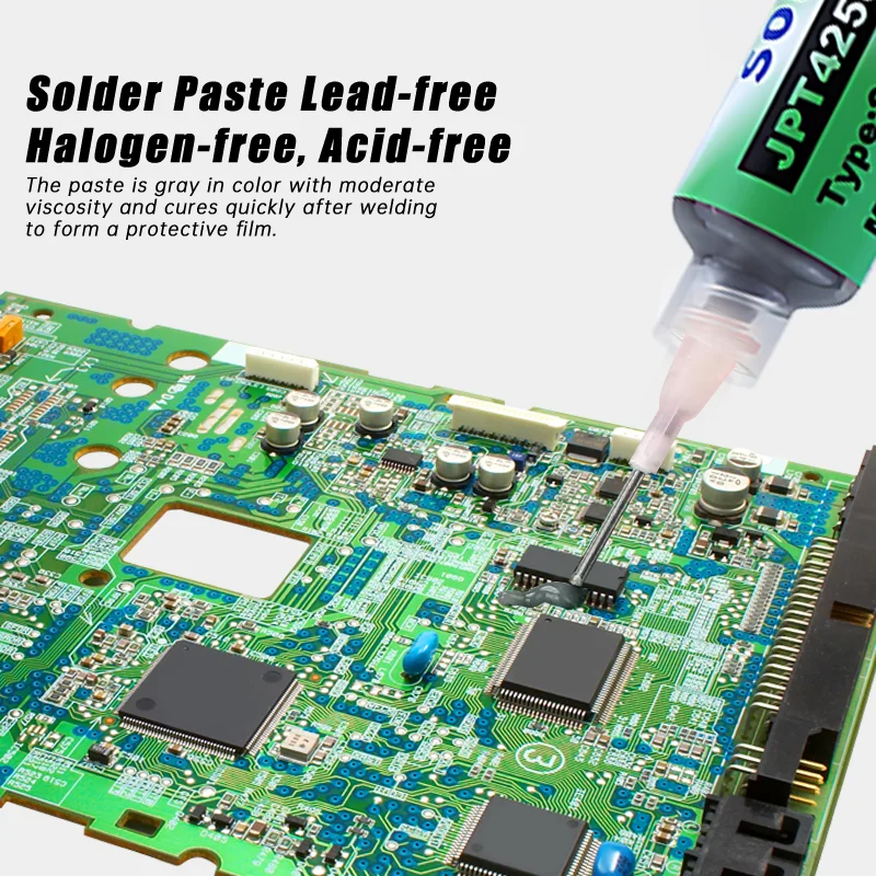 138℃ Solder Paste Lead-free Syringe Welding Paste for Soldering SMD BGA IC PCB Needle Tube Tin Solder Paste Welding Components