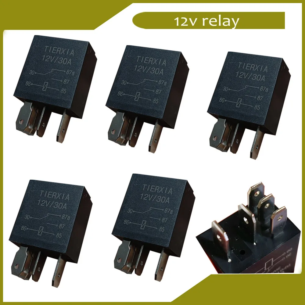 5 pin 12v 30A Automotive relay 5 Pack Manual Relay 12 Volt Relay Replacement Electrical System Starter Relays