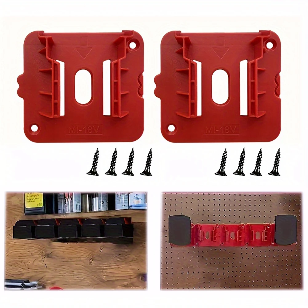 5pcs Battery Holder Wall Mount Battery Base for Milwaukee M18 18V Battery Storage Battery Wall Hanger for Work Van Shelf Toolbox