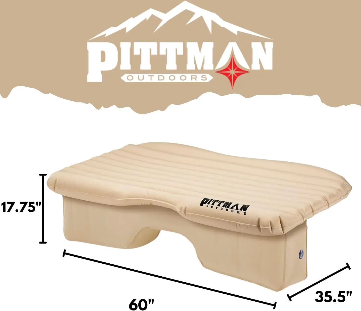 Pittman Outdoors PPI-TAN_TRKMAT Inflatable Fabric Rear Seat Truck Air Bed Mattress | 5 Feet in Length | Fits Full-Sized Trucks a