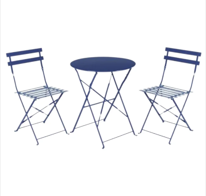 

3-Piece Folding Steel Bistro Set for Outdoor Dining for Garden Patio Hotels Bedrooms Parks Gyms Courtyards Apartments