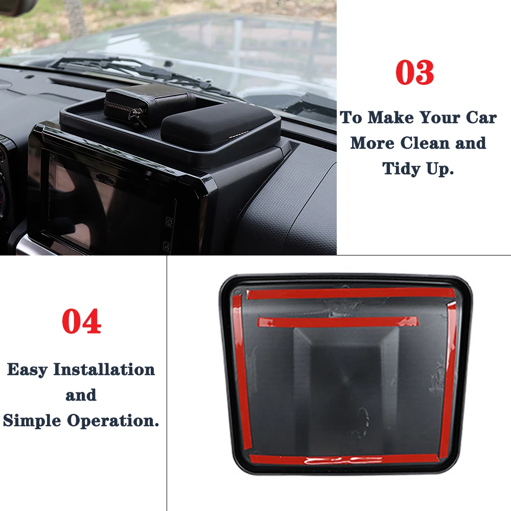 Car Center Console Storage Box Organizer Tray With Mat Pad for Suzuki Jimny 2019 2020 2021 2022 2023 Interior Accessories Black