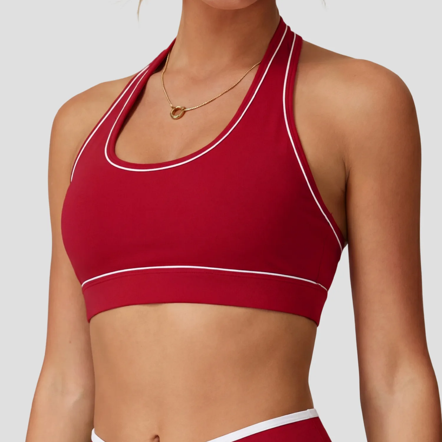 Sujetador Deportivo de Color Sólido, Ropa Deportiva con Contraste de Color, Top para Correr, Yoga, Fitness, Pilates, Ropa Interior, Sujetador de Yoga para Mujer