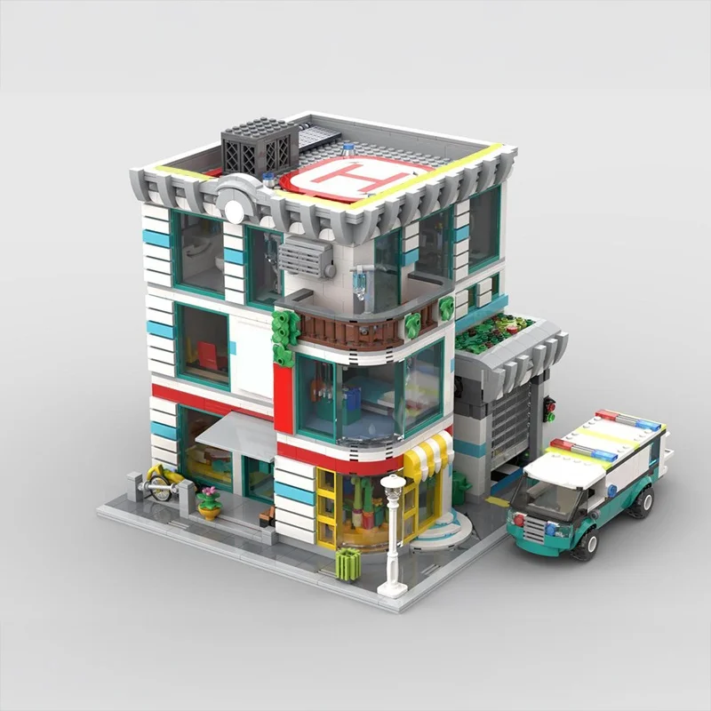 2677pcs MOC Modulair Ziekenhuis Gemodulair Model Bouwstenen Bouw Monteren DIY Kerstcadeau Onderwijs Speelgoed Verjaardag