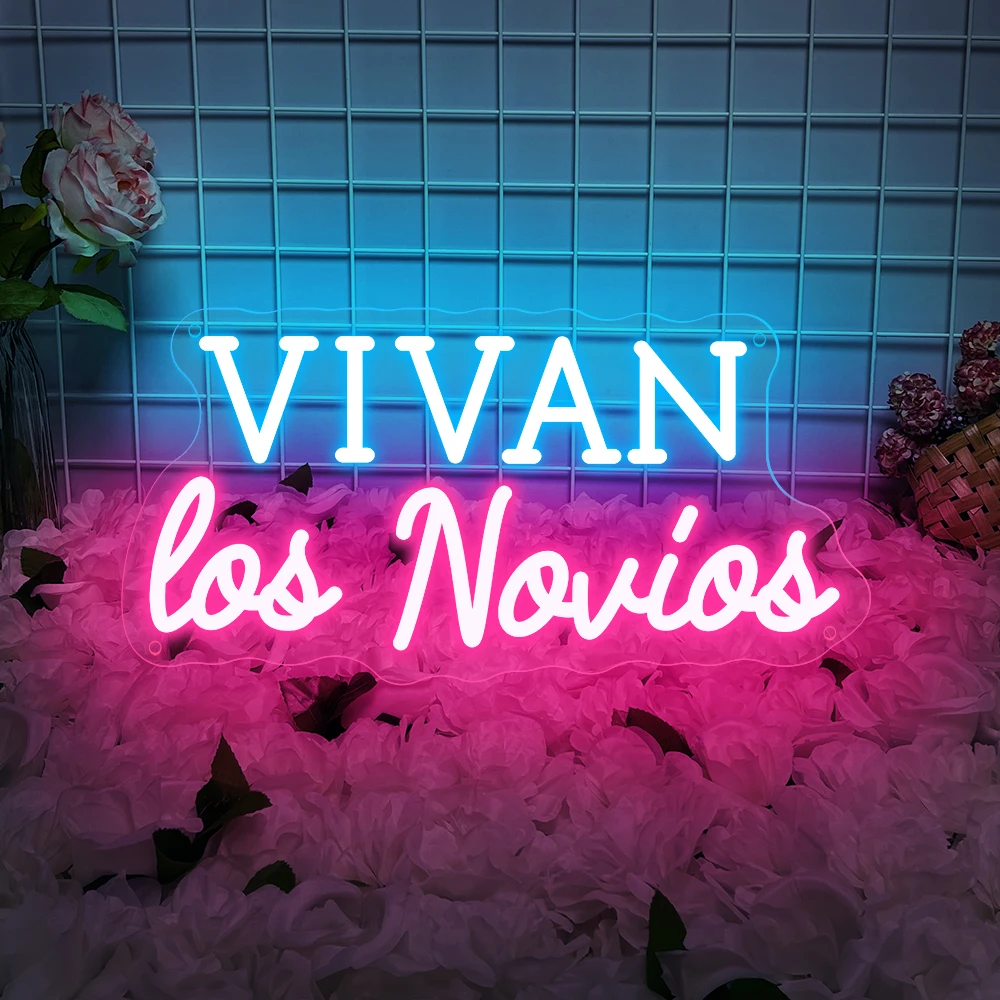 VIVAN Los Novios Neon Sign Spanish Wedding Led Wall Home Room Art Decor Neon Lights Signs Wedding Bedroom Decoration Signboard