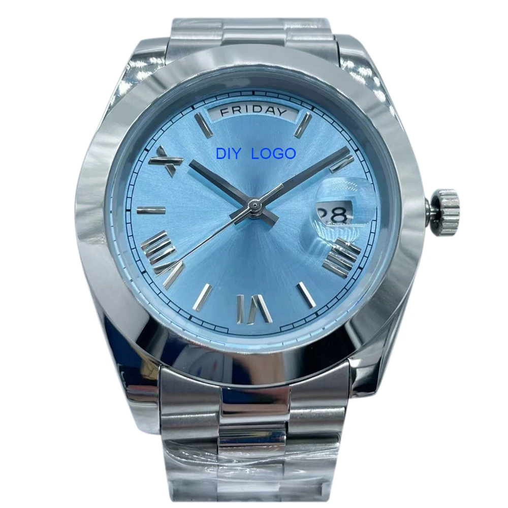 

Customized LogoElegant 41mm men's automatic watch, Roman numeral mechanical movement and calendar window, men's gift