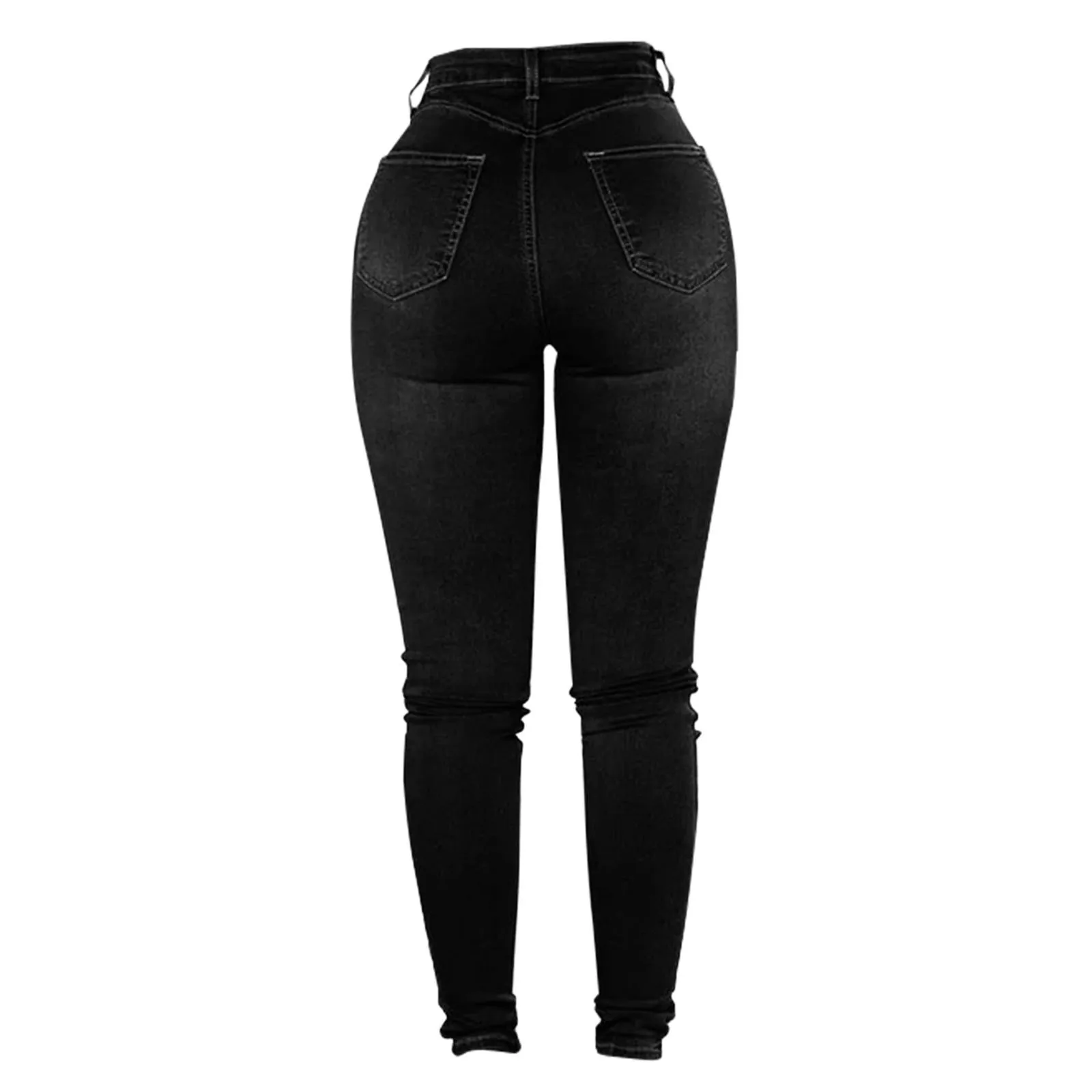 High Waist Casual Baggy Jeans Trouser Trendy Double Breasted Multi Button Slim Fit Elastic High Waist Skinny Women\'S Demin Pants