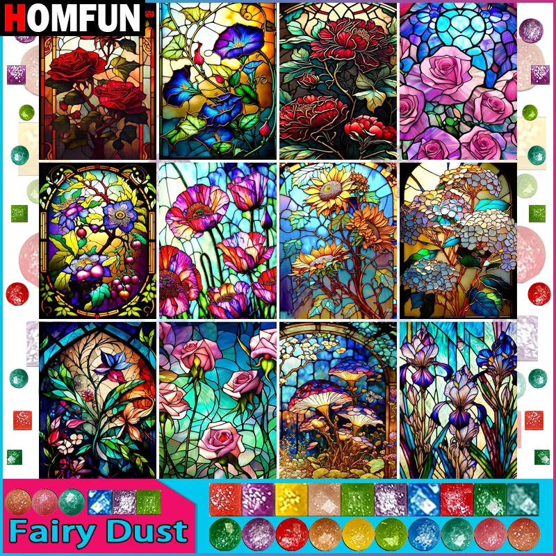 HOMFUN Fairy Dust Diy Full Square Round Drill 5D Diamond Painting Diamond Embroidery 