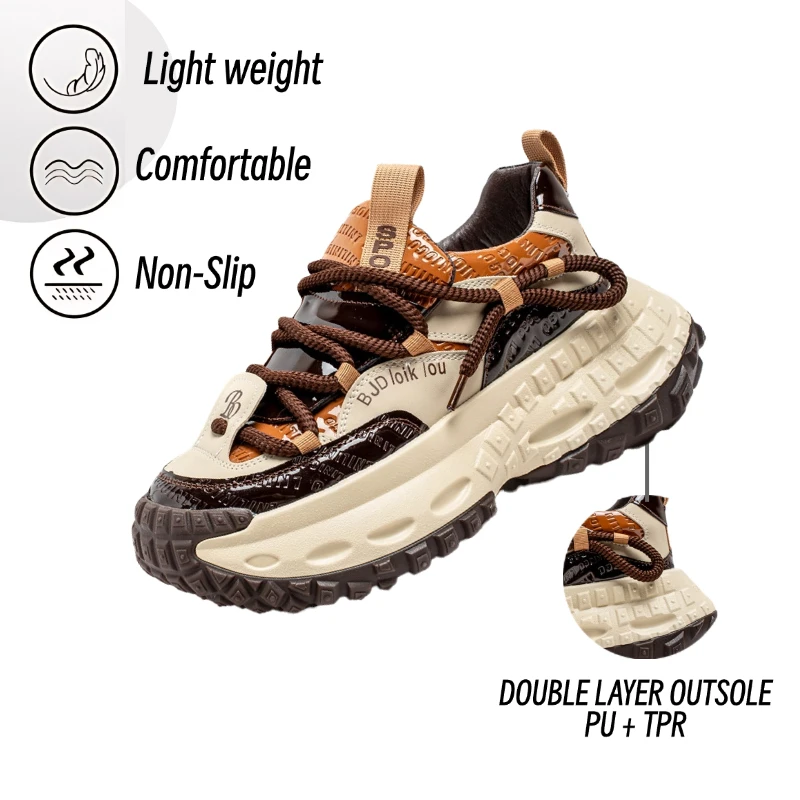 

LiveDay Men's Chunky Sneakers Autumn Winter Fashion Comfortable Outdoor Unisex Fashion Breathable Height Increase Casual Shoes