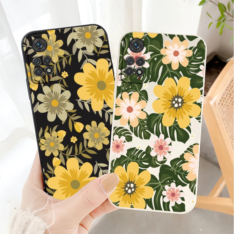 حافظة لهاتف شاومي ريدمي نوت 11T 11S 13 5G 14 Pro Plus 12S 10 Pro 10S 9S 9 غطاء مطبوع عليه زهور من السيليكون غير اللامع