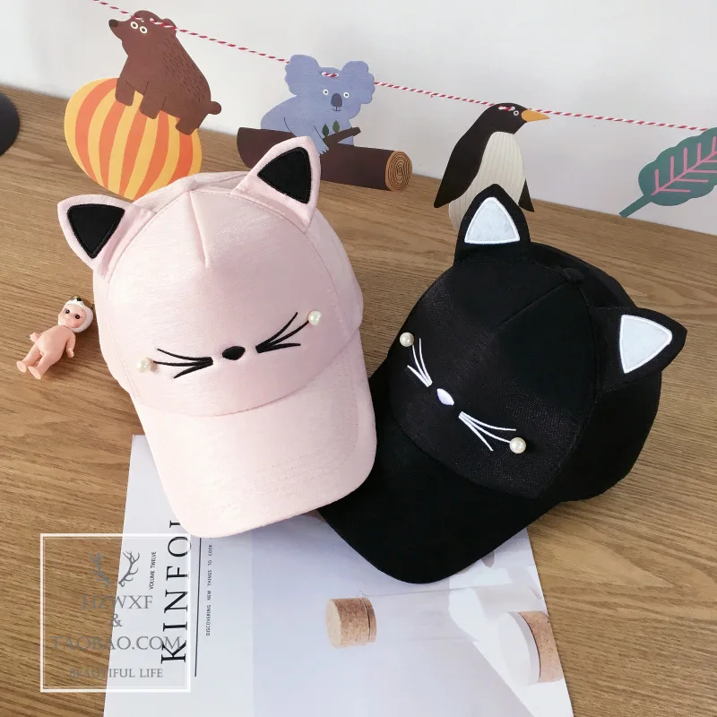 Women Baseball Cap Cats Ears Fleece Hat Peak Cap Baseball Cartoon Cotton Outdoor Sport Casual Sun Cap Cosplay Fashion Plush Hat