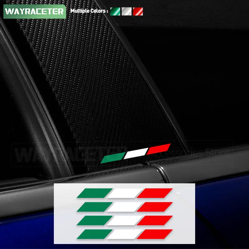 4 Pcs Creative Tri Color Italian Flag Sticker Reflective Decal For Maserati Levante Ghibli Quattroporte Granturismo MC20 Grecale