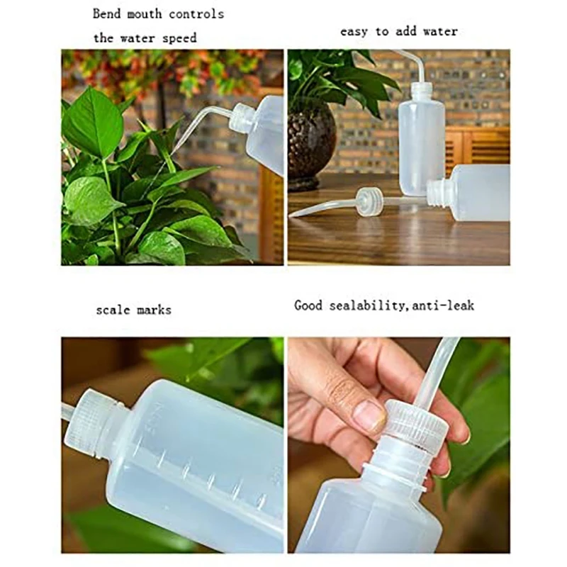 플라스틱 곡선 물병, 다육 물병, 250ml + 500ml, 10 개 식물 및 꽃