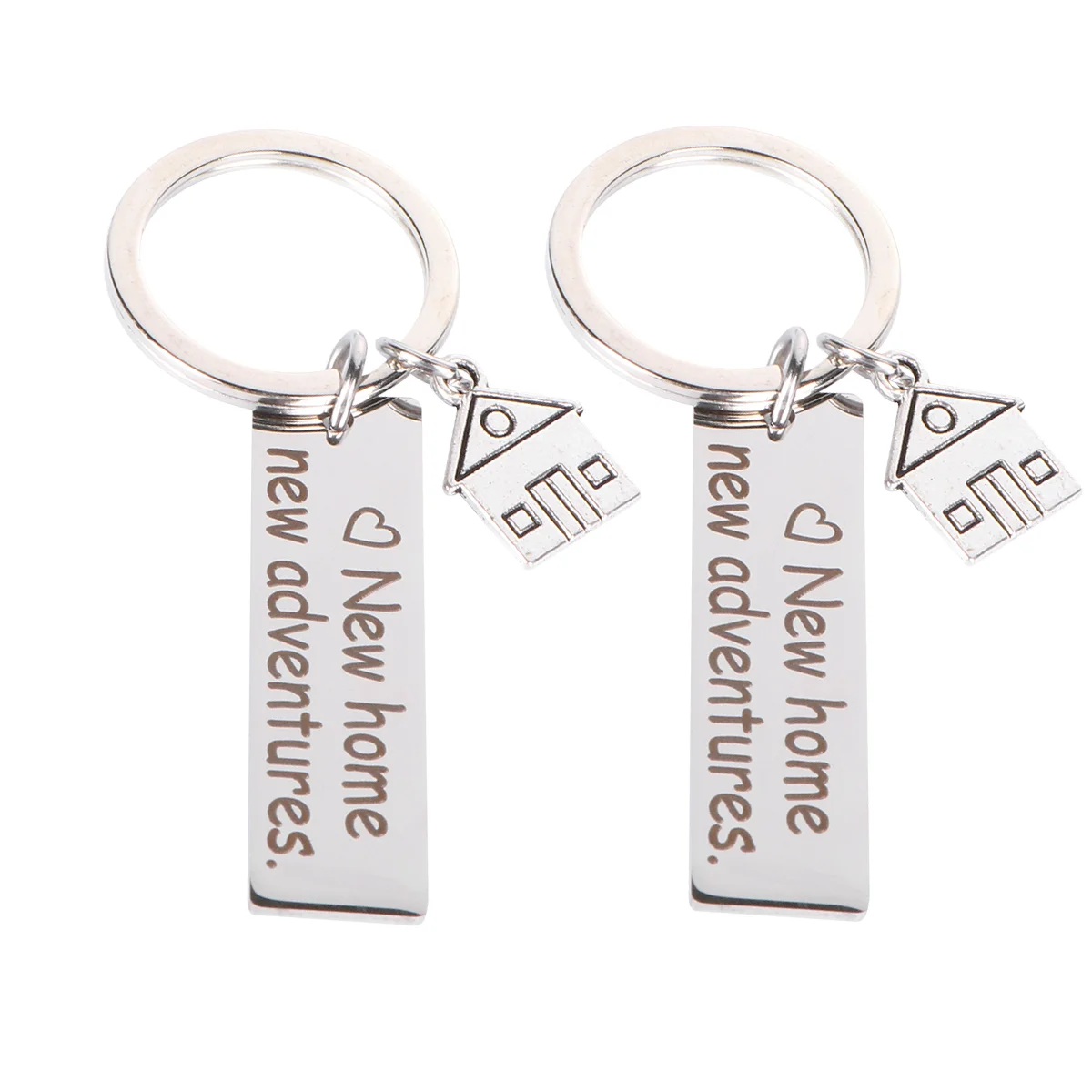 2 Pcs Stainless Steel Keychain Home Storage Hooks Lettering Housewarming Gift Bag Hanging nament Creative Design Perfect