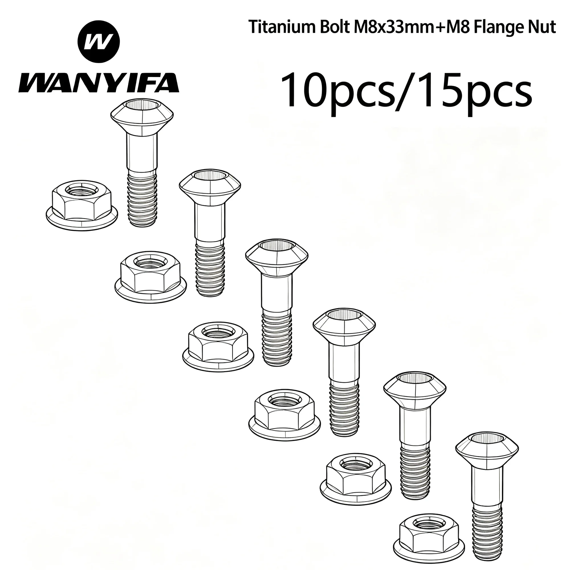 Wanyifa Titanium Bolt M8x33mm+M8 Flange Nut Torx Head Set for Motocross Sprocket Rear  Plate for Off-Road Racing 10pcs/15pcs