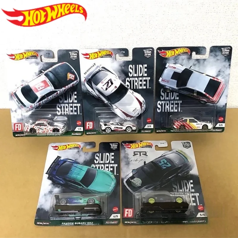 Hot Wheels Premium Car Culture 2021 Slide Street Set 957E Nissan Toyota Subaru Mustang Auto pressofuse in scala 1:64