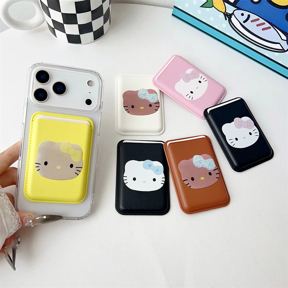

For Magsafe Wallet For iPhone 16 17 Pro Max 15 Plus Cute Hello Kitty Pattern Wallet Card Case For iPhone 15 16 14 Pro Max Cover