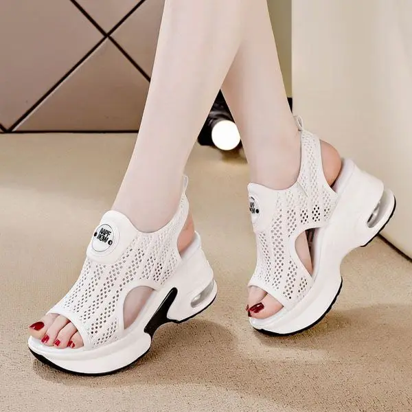 New Fish Mouth Sandals Women\'s Summer Wedge Heel Thick Sole Beach Shoes Casual Women\'s Shoes
